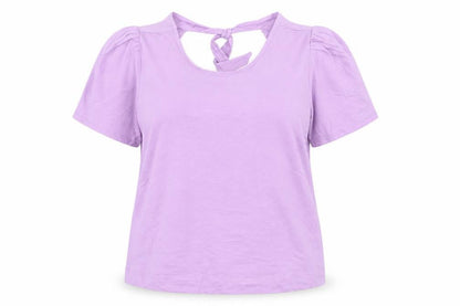Oliver Bonas Women’s Purple Cotton T-Shirt Size 16 Scoop Neck