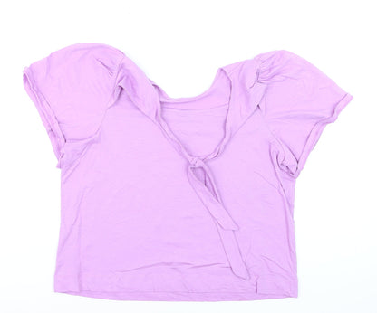 Oliver Bonas Women’s Purple Cotton T-Shirt Size 16 Scoop Neck