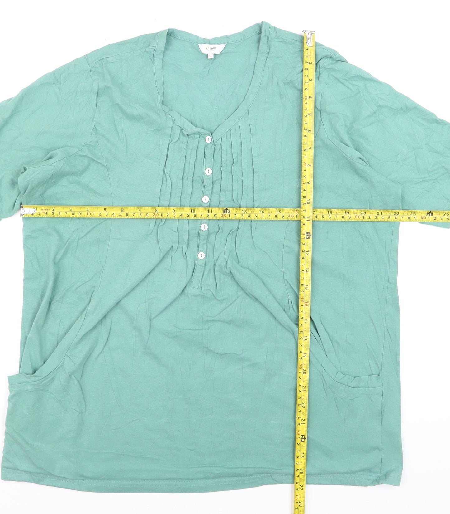 Cotton Traders Women's Green Short Sleeve Tunic Blouse Size 20