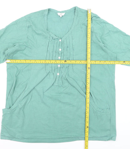 Cotton Traders Women's Green Short Sleeve Tunic Blouse Size 20