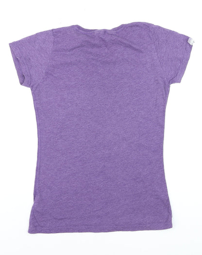 Superdry Women Purple L Short Sleeve Cotton Blend T-Shirt