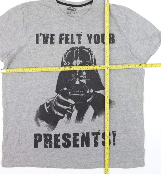 Tu Star Wars Men’s Grey XL Darth Vader Funny Graphic T-Shirt