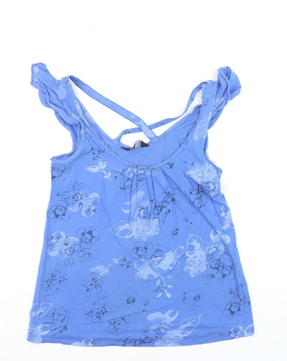 Dorothy Perkins Women Blue Floral Ruffle Strap Camisole Top Size 12