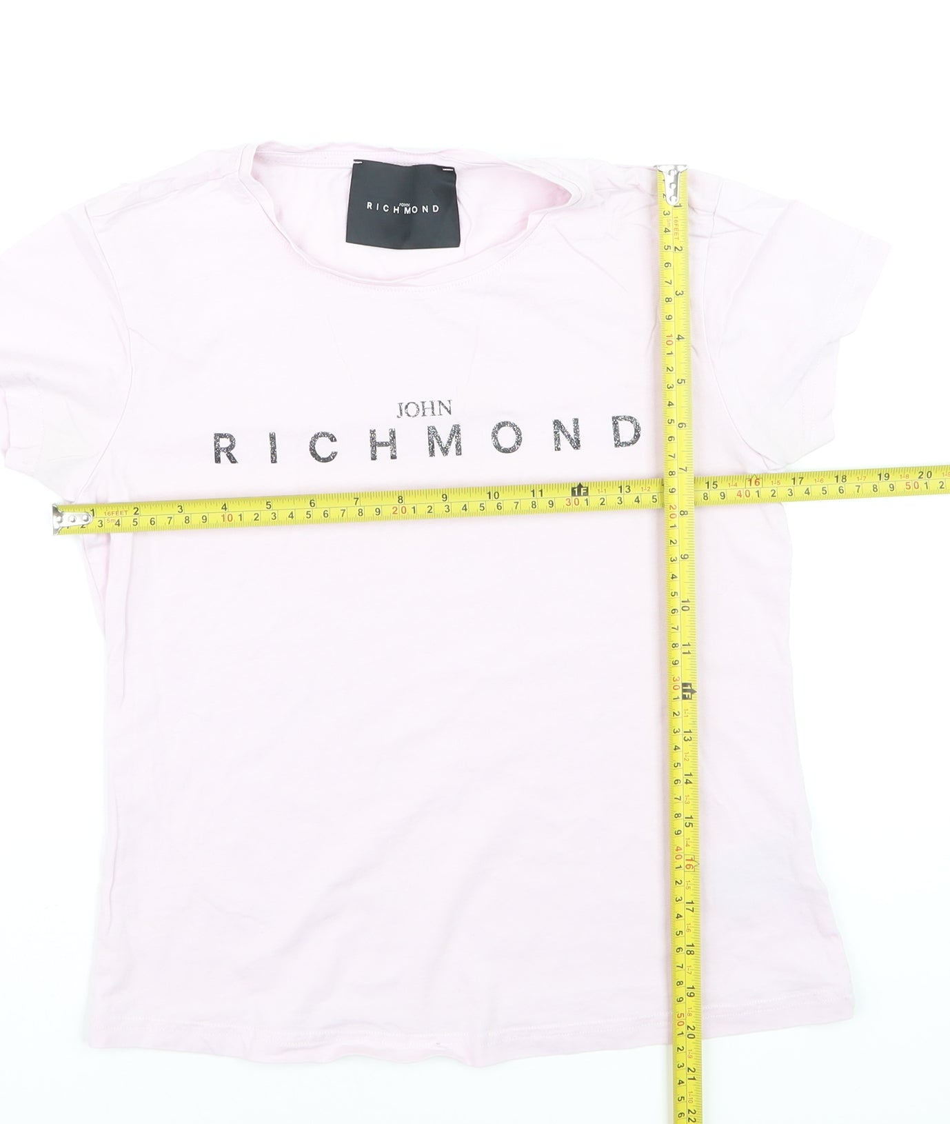 John Richmond Women's Pink XS Cotton Stretch Crew Neck T-Shirt