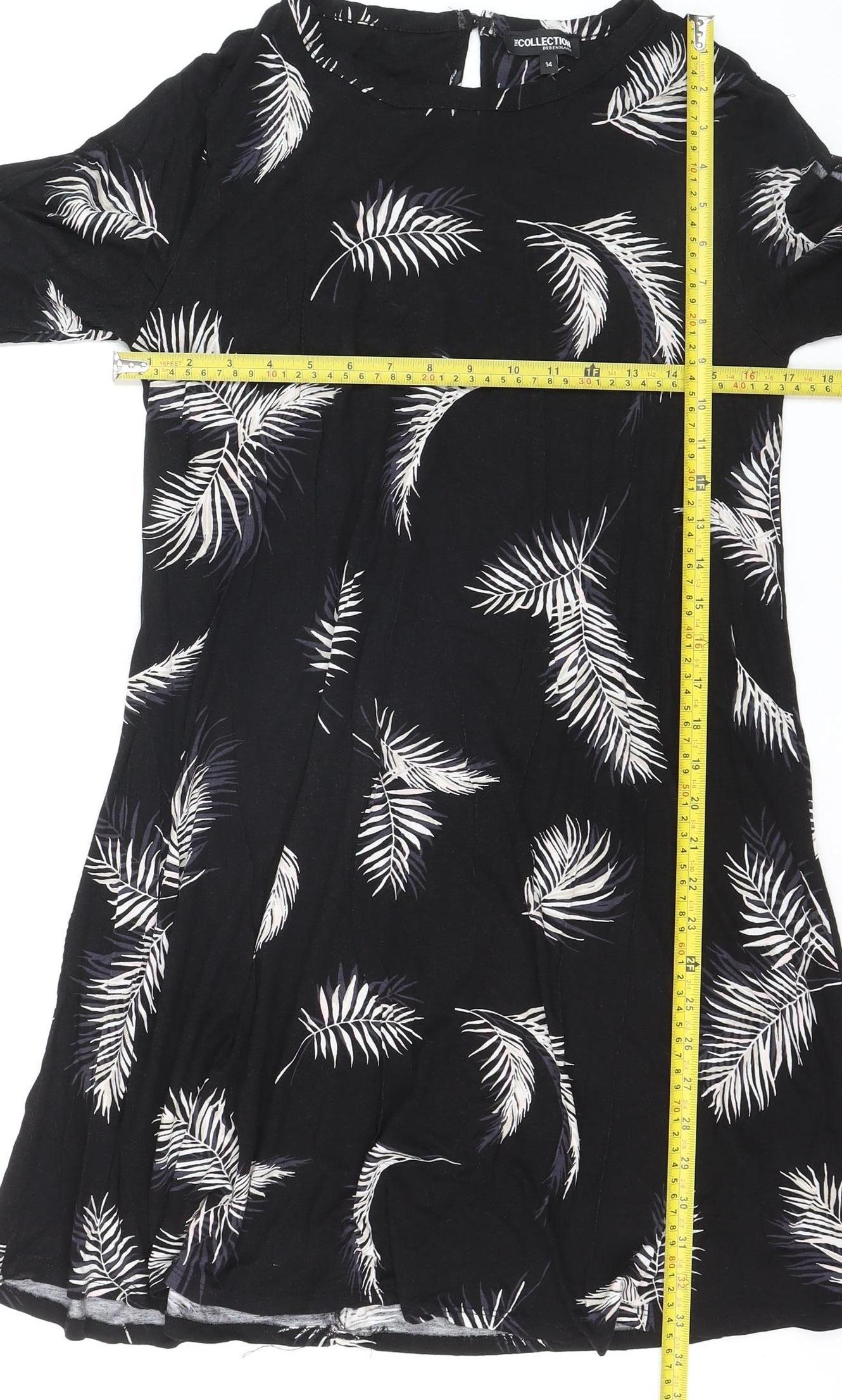 Debenhams Women’s Black Tropical Print Shift Dress Size 14