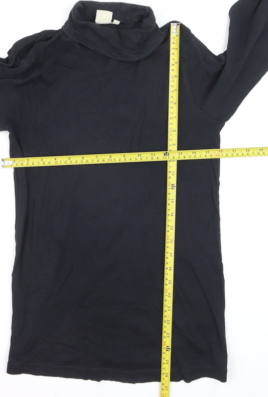 Cotton Traders Women Black M Roll Neck Long Sleeve Jumper 100% Cotton