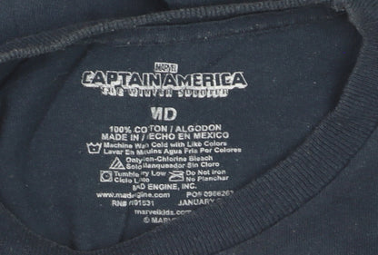 Marvel Boys Blue Captain America Graphic Print Cotton T-Shirt 10 Years