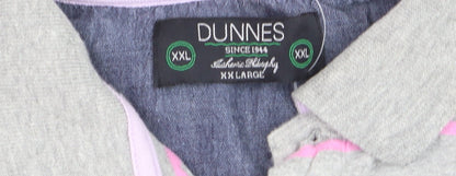 Dunnes Men's Grey Striped Cotton Polo Shirt Size 2XL