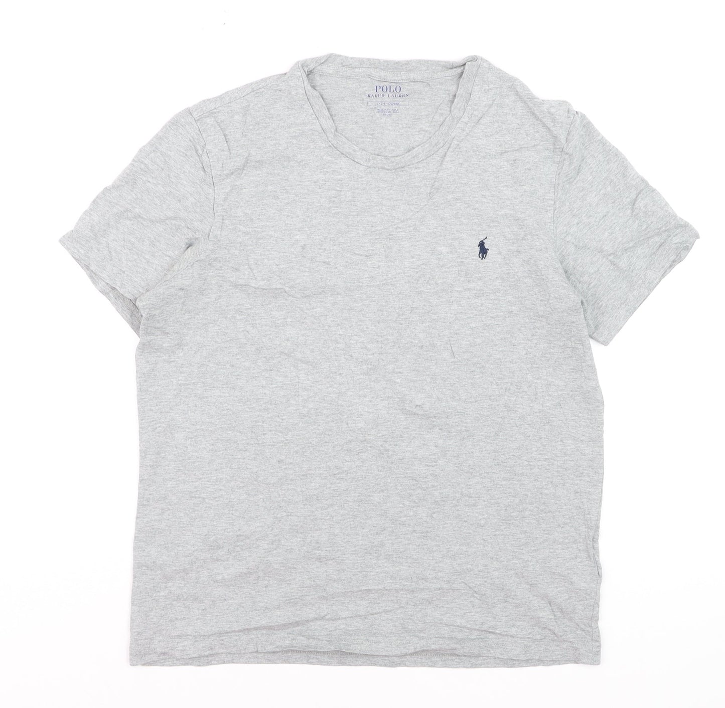 Ralph Lauren Boys Grey Cotton Crew Neck Logo T-Shirt Size S