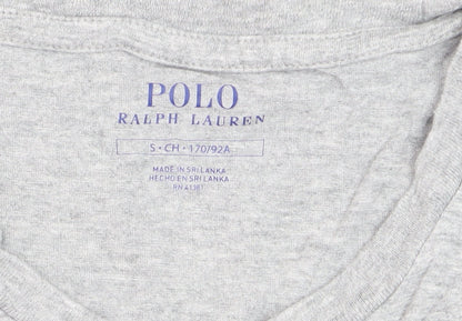 Ralph Lauren Boys Grey Cotton Crew Neck Logo T-Shirt Size S