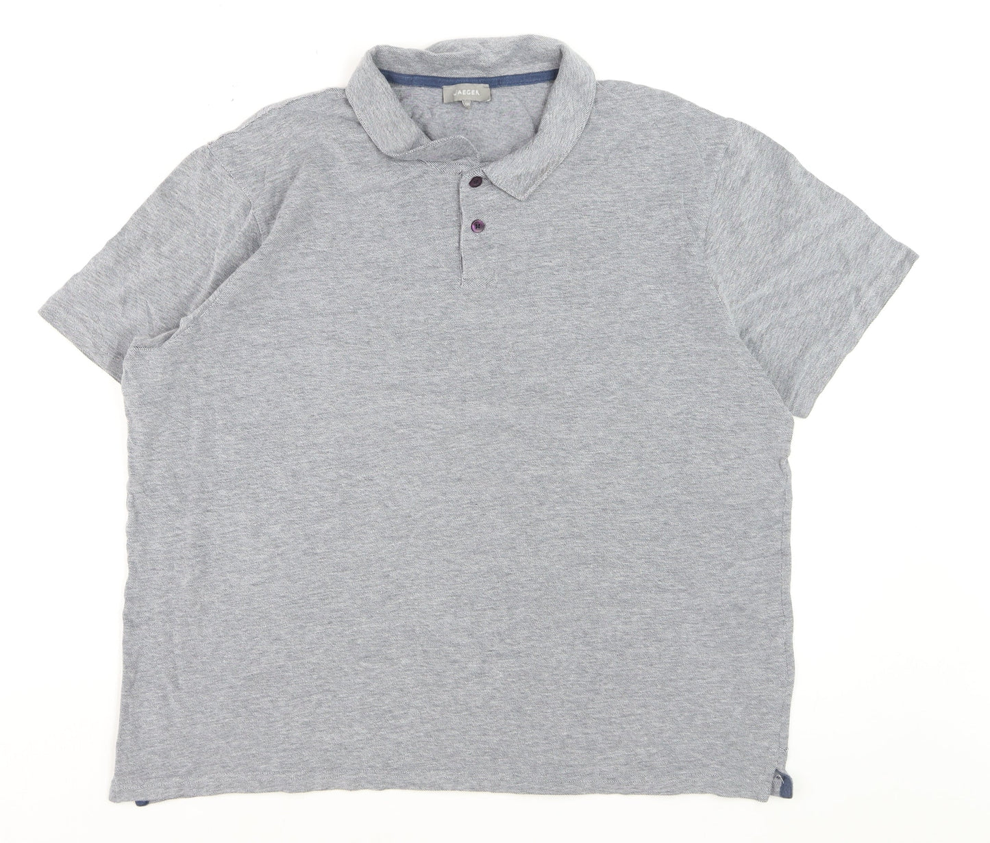 Jaeger Men's Grey 2XL Cotton Short Sleeve Polo Shirt