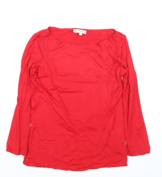 Hobbs Women Red Basic Long Sleeve Scoop Neck Jersey Top XS
