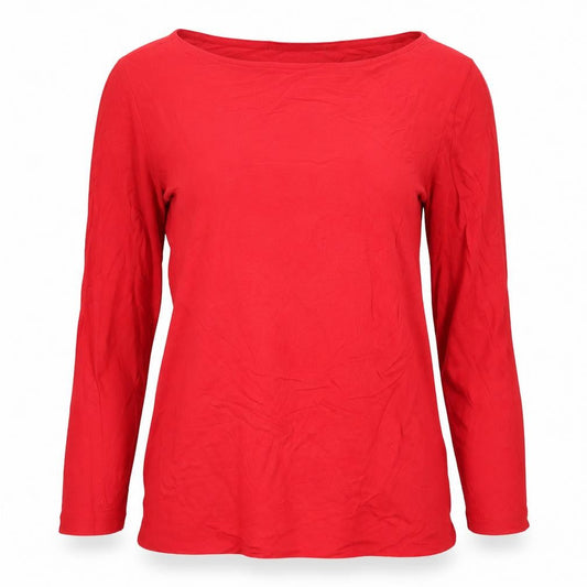 Hobbs Women Red Basic Long Sleeve Scoop Neck Jersey Top XS
