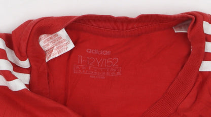 Adidas Boys Red Crew Neck Short Sleeve T-Shirt 11-12 Years