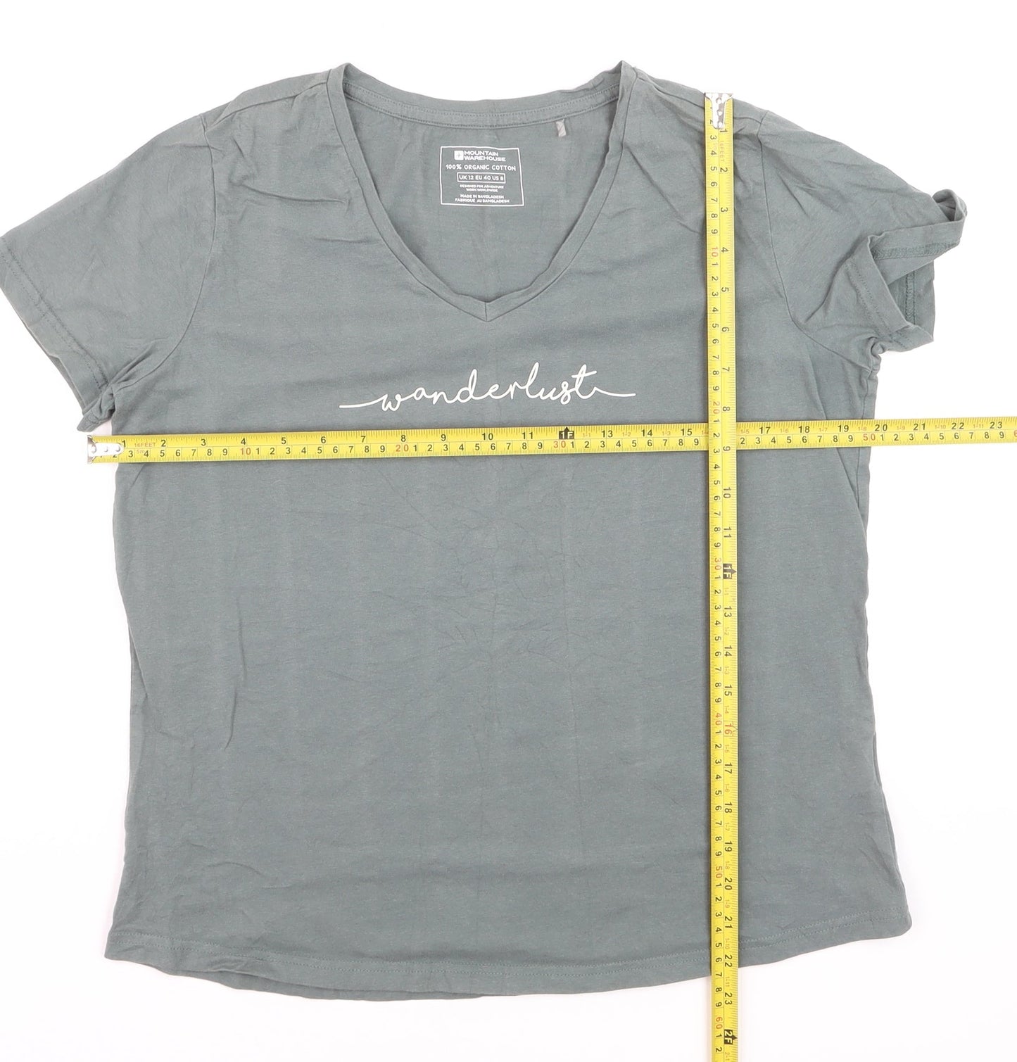 Mountain Warehouse Womens Green V-Neck Wanderlust Cotton T-Shirt M