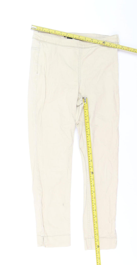 H&M Womens Beige Chino Trousers Size 8 Slim Fit Stretch