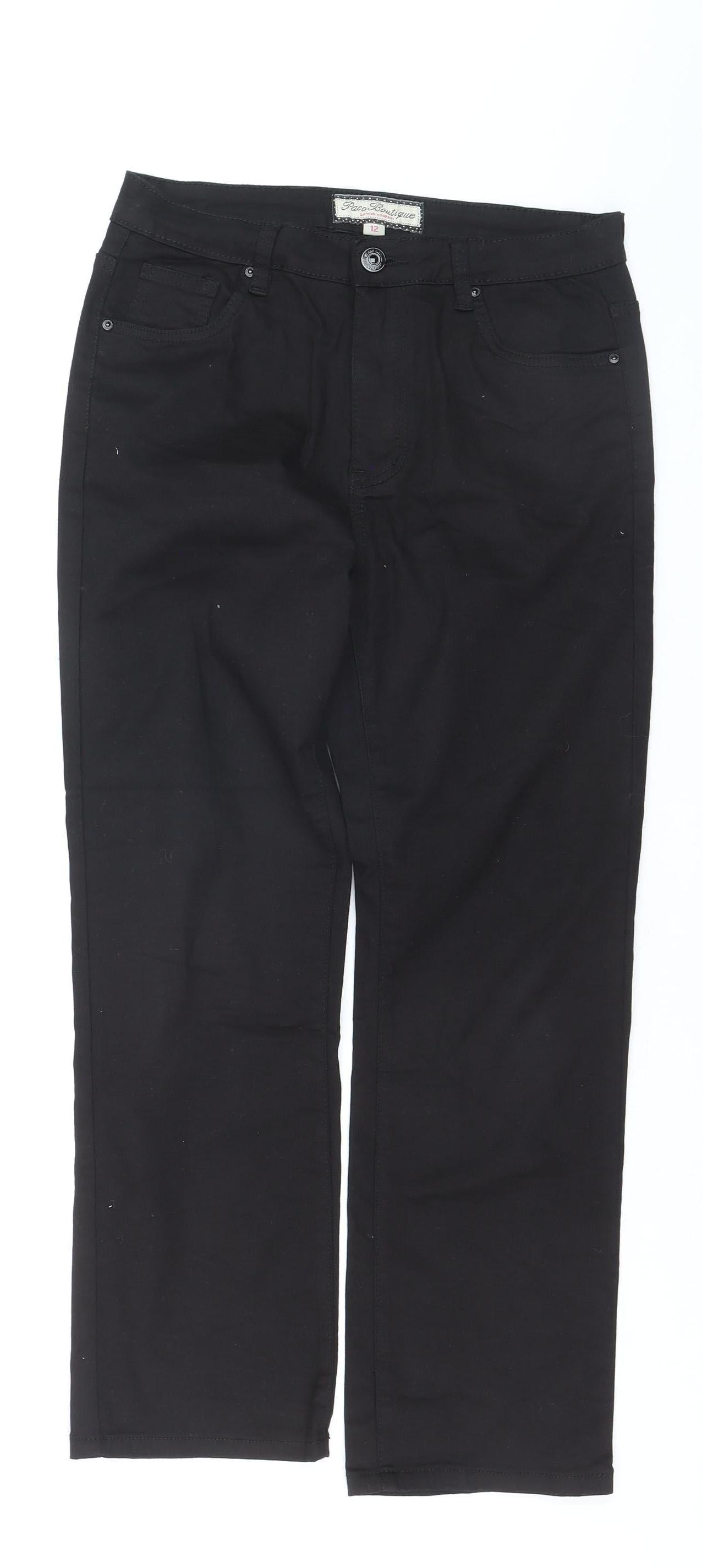 Paco Boutique Women's Black Stretch Chino Trousers Size 12