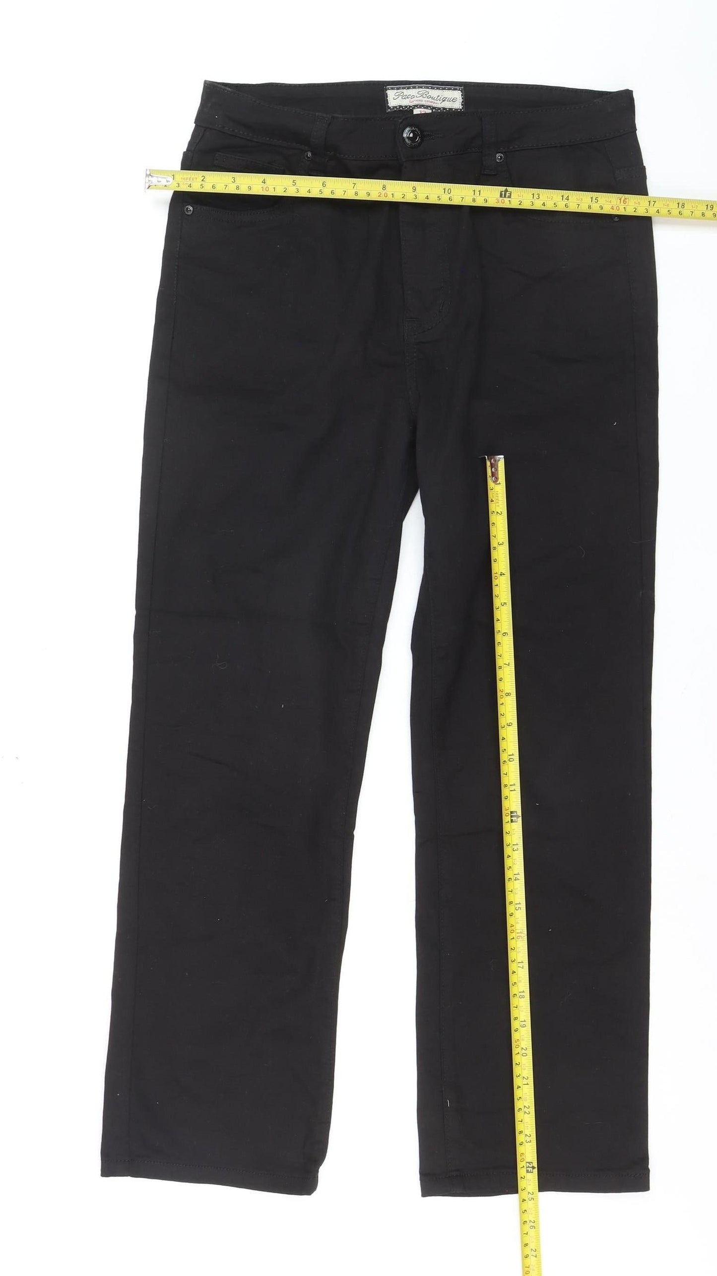 Paco Boutique Women's Black Stretch Chino Trousers Size 12