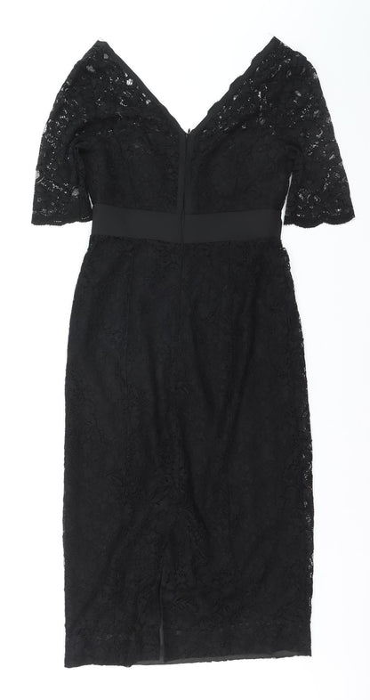 Monsoon Women's Black Lace Sheath Dress Size 6 Beaded Formal