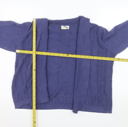 Marks and Spencer Women Blue Size 18 Open Knit 3/4 Sleeve Cardigan