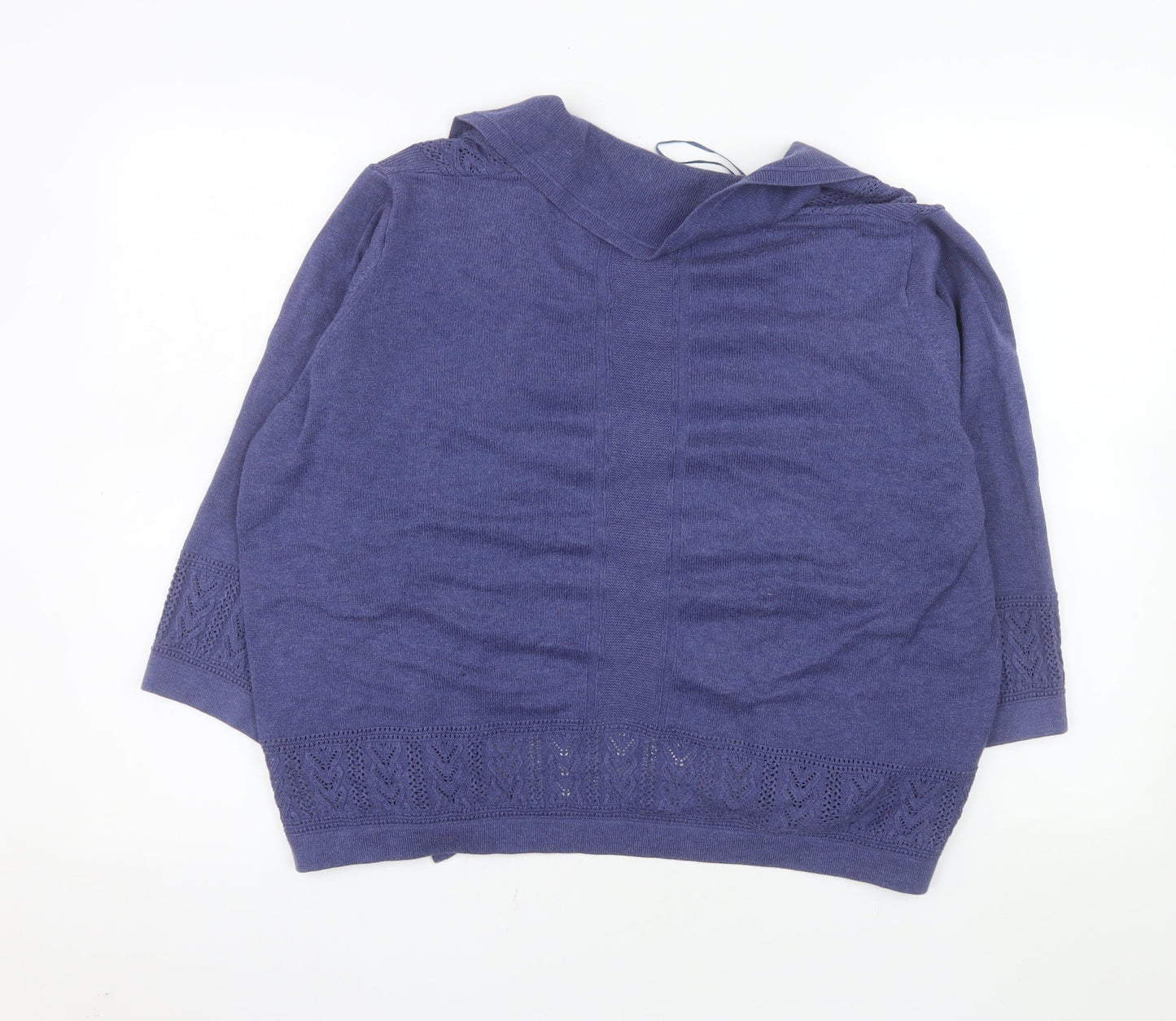 Marks and Spencer Women Blue Size 18 Open Knit 3/4 Sleeve Cardigan