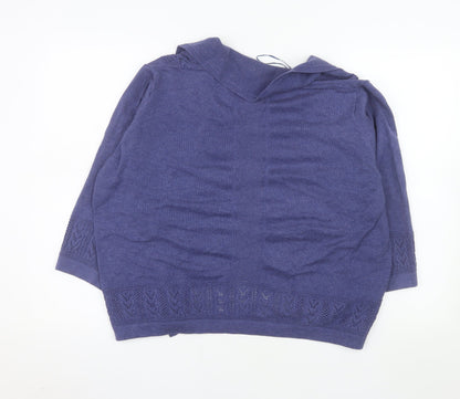 Marks and Spencer Women Blue Size 18 Open Knit 3/4 Sleeve Cardigan