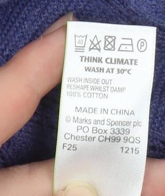 Marks and Spencer Women Blue Size 18 Open Knit 3/4 Sleeve Cardigan