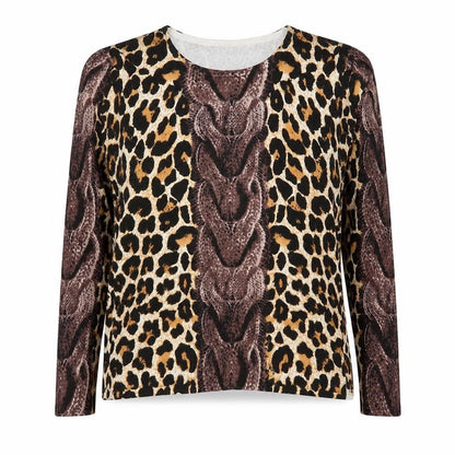 Milano Design Women's Multicoloured Animal Print Long Sleeve Top Size 10