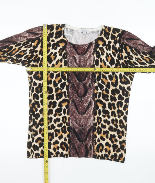 Milano Design Women's Multicoloured Animal Print Long Sleeve Top Size 10