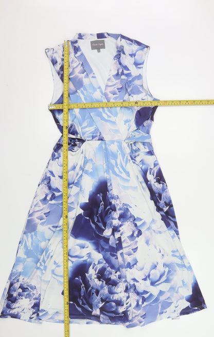 Phase Eight Women's Blue Floral Fit & Flare Dress Size 14