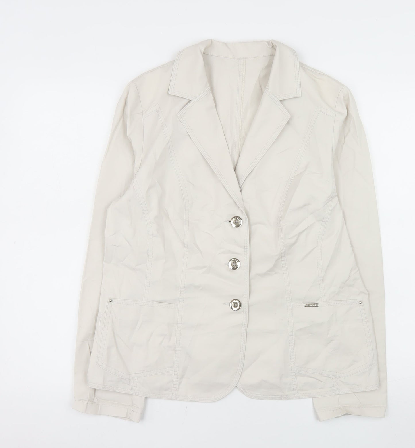 Artex-t Women Beige Cotton Blend Tailored Blazer UK 16