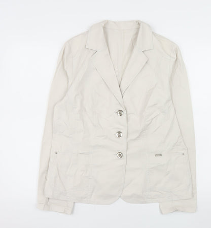 Artex-t Women Beige Cotton Blend Tailored Blazer UK 16