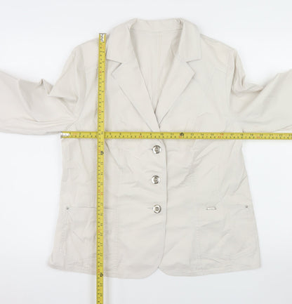Artex-t Women Beige Cotton Blend Tailored Blazer UK 16