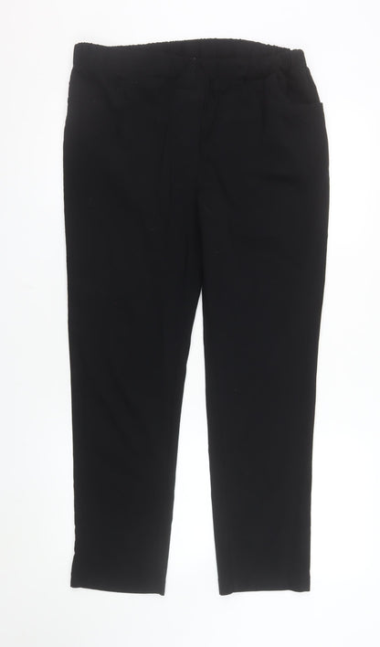 Gerard Womens Black Size 14 Straight Leg Elastic Waist Trousers