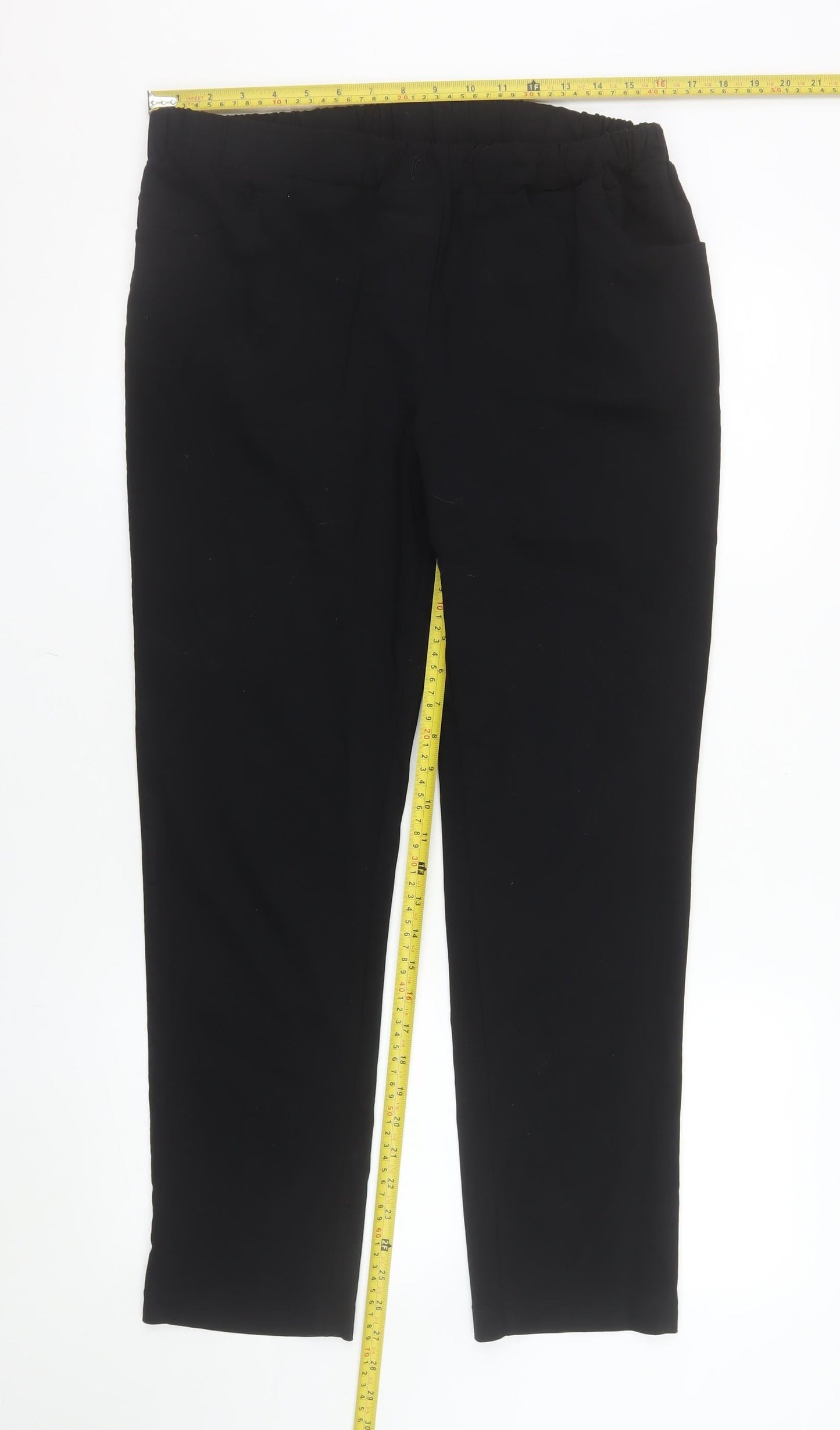 Gerard Womens Black Size 14 Straight Leg Elastic Waist Trousers