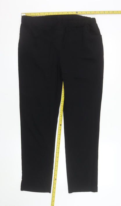 Gerard Womens Black Size 14 Straight Leg Elastic Waist Trousers