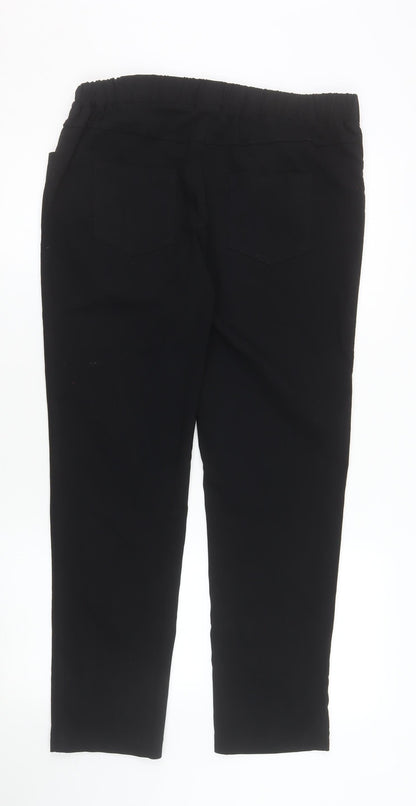 Gerard Womens Black Size 14 Straight Leg Elastic Waist Trousers
