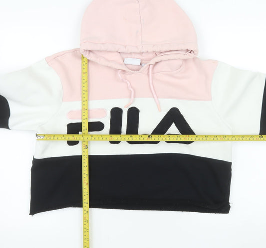Fila Womens Pink Black Colourblock Cropped Hoodie Size 16 XL