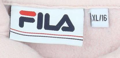 Fila Womens Pink Black Colourblock Cropped Hoodie Size 16 XL