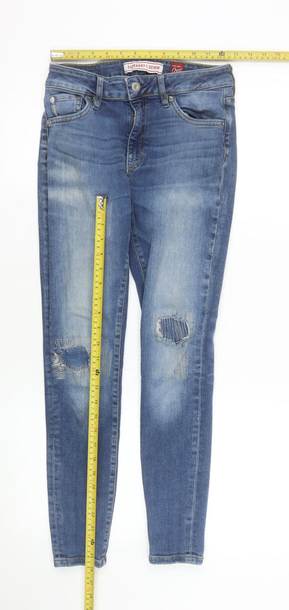 Superdry Men's Blue Distressed Slim Fit Skinny Jeans 28W 30L Denim