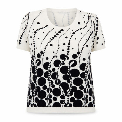 YOU YOU Women’s White Geometric Short Sleeve Stretch T-Shirt Size XL