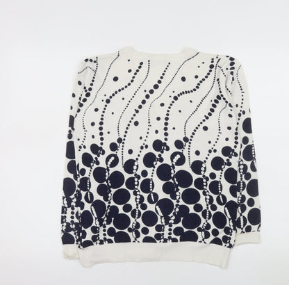 YOU YOU Women's White & Navy Polka Dot V-Neck Cardigan XL