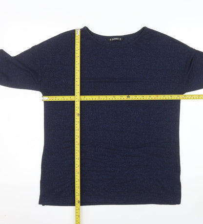 Dunnes Women’s Blue Glitter Long Sleeve Knit Blouse Size 10