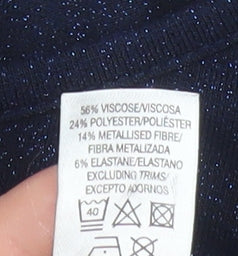 Dunnes Women’s Blue Glitter Long Sleeve Knit Blouse Size 10