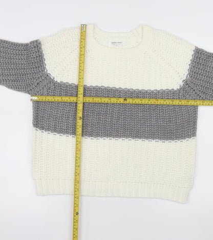 Green Coast Women Cream Grey Chunky Knit Pullover Jumper M