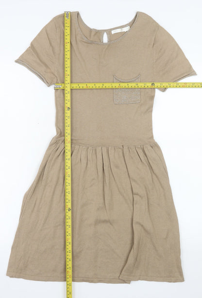 Grace & Mila Women’s Beige Skater Dress Size S Short Sleeve Knit