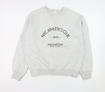 H&M Womens Grey NYC Athletics Club Sweatshirt XS Cotton Blend