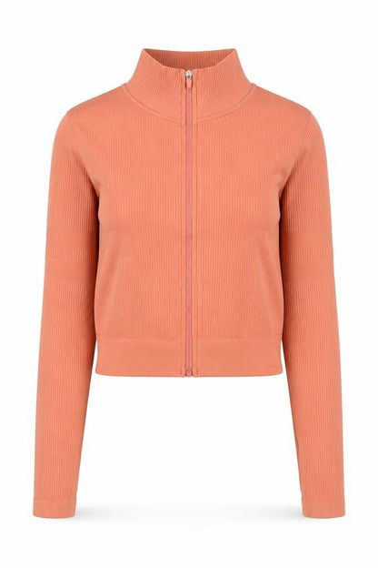GYMGODDESS Womens Orange Cropped Zip Jacket Size S Slim Fit
