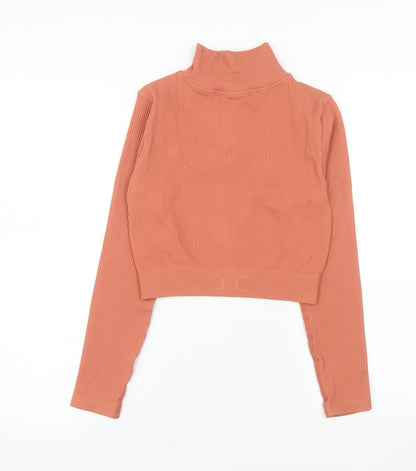 GYMGODDESS Womens Orange Cropped Zip Jacket Size S Slim Fit