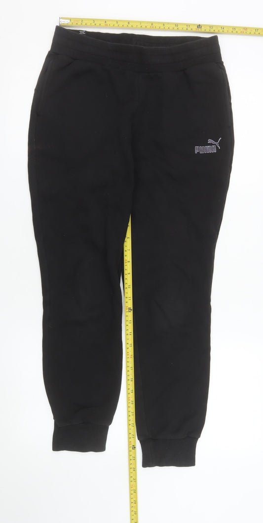 Puma Womens Black Cotton Jogger Trousers Size 12 Activewear